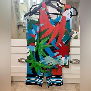 Colorful Tropical Print Top and Pants Set